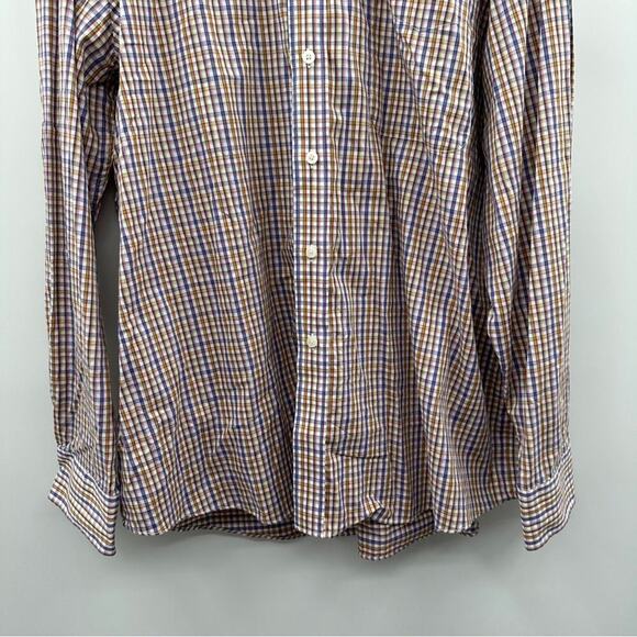 Alan Flusser White, Purple & Yellow Plaid Long Sleeve Button Down Shirt Size XXL - Picture 3 of 7